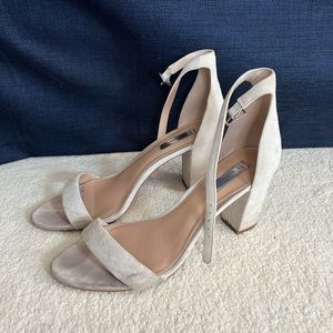 Gray Suede Block Heel